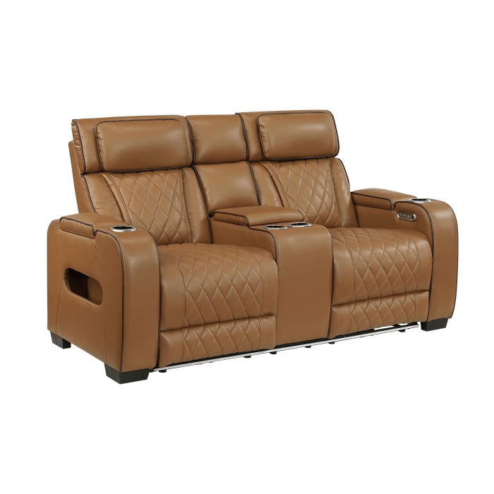 Fairway Power Reclining Loveseat with Center Console — Brown Power