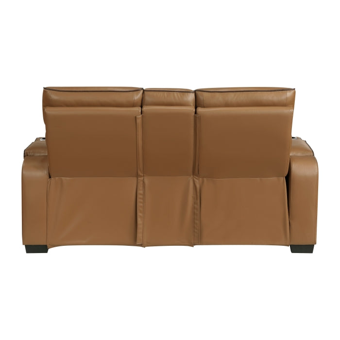 Fairway Power Reclining Loveseat with Center Console — Brown Power