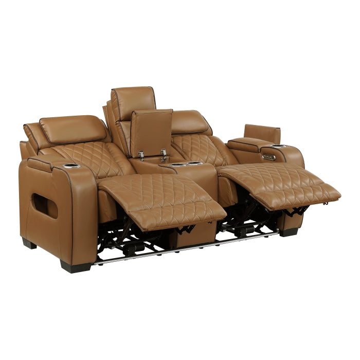 Fairway Power Reclining Loveseat with Center Console — Brown Power