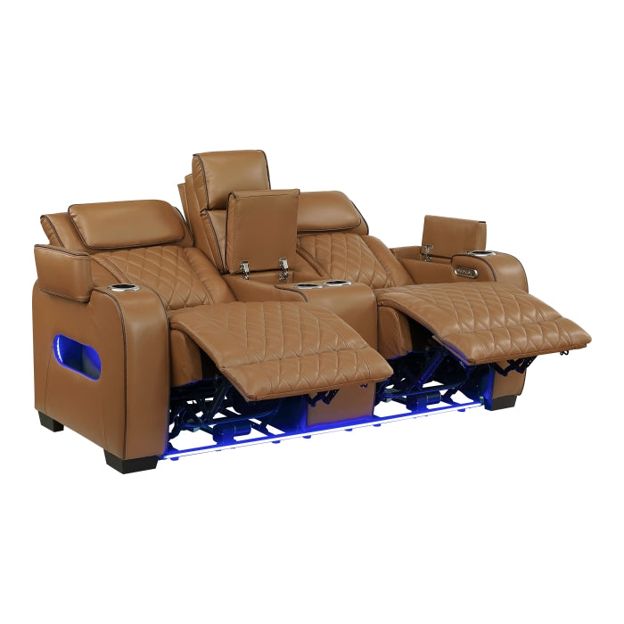 Fairway Power Reclining Loveseat with Center Console — Brown Power