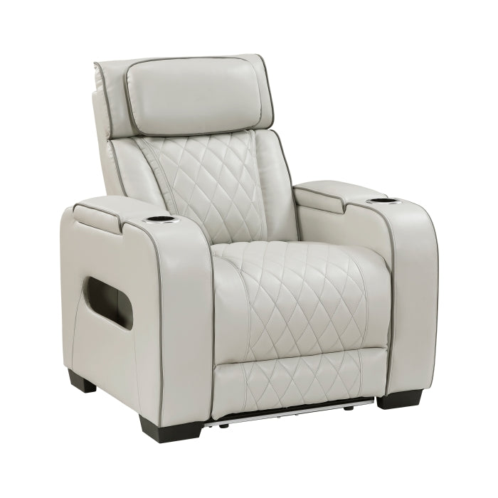 Fairway Power Reclining Chair with Power Headrest, Cup holders and Storage Arms(Top and Side), Charging Ports and LED lighting (9516TPE-1PWH)