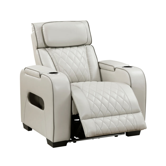Fairway Power Reclining Chair with Power Headrest, Cup holders and Storage Arms(Top and Side), Charging Ports and LED lighting (9516TPE-1PWH)
