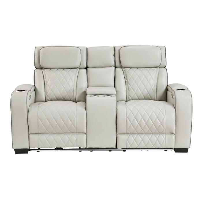 Fairway Power Reclining Loveseat with Center Console — Taupe Power