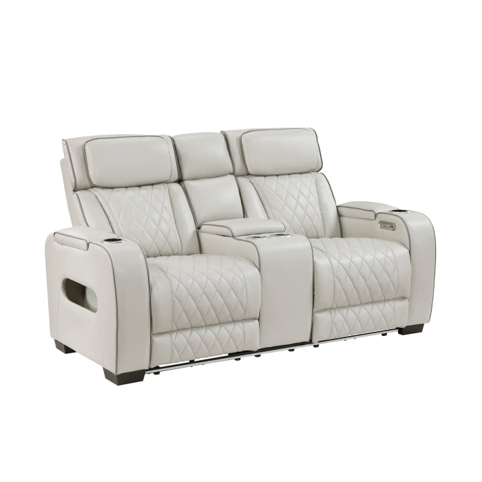 Fairway Power Reclining Loveseat with Center Console — Taupe Power