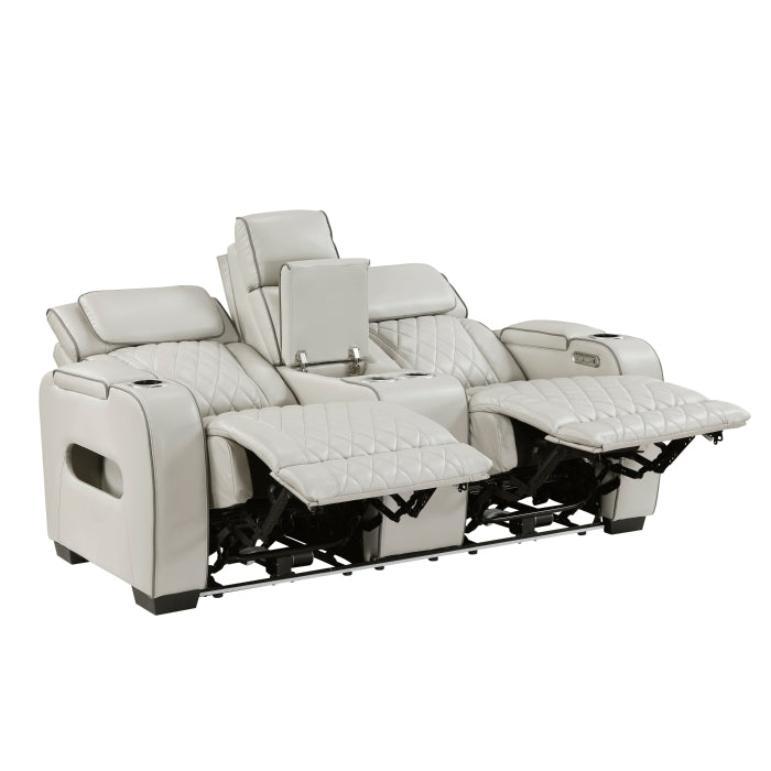 Fairway Power Reclining Loveseat with Center Console — Taupe Power