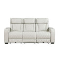 Fairway Power Double Reclining Sofa with Center Drop-Down Cup Holders, Power Headrests, Storage Arms(Top and Side), Cup holders and Reading Lights, Two Wireless Chargers, Charging Ports and LED Lighting (9516TPE-3PWH)