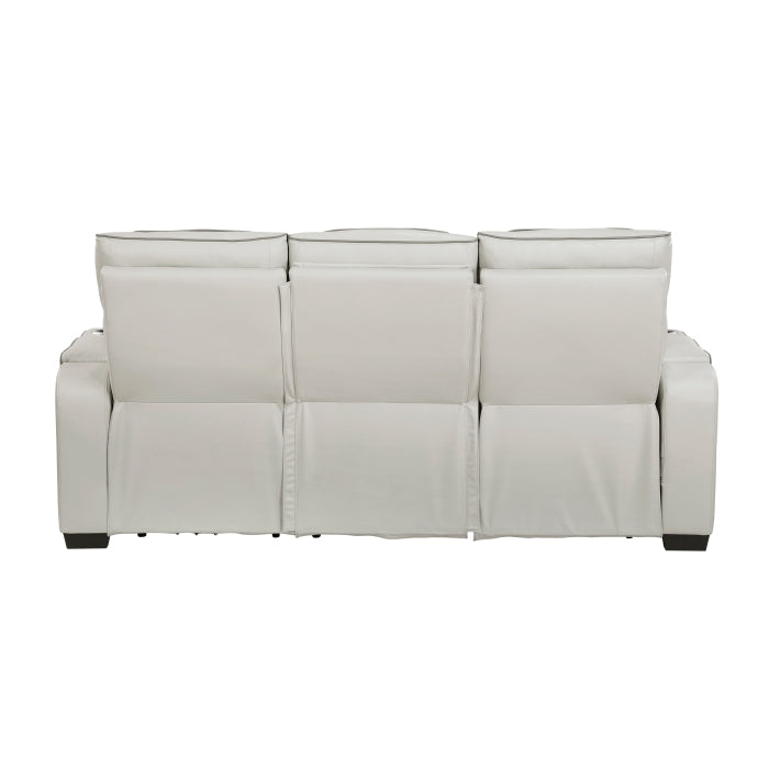 Fairway Power Double Reclining Sofa with Center Drop-Down Cup Holders, Power Headrests, Storage Arms(Top and Side), Cup holders and Reading Lights, Two Wireless Chargers, Charging Ports and LED Lighting (9516TPE-3PWH)