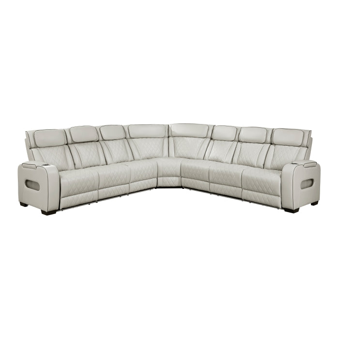 Fairway 3-Piece Power Reclining Sectional with Center Drop-Down Cup Holders, Power Headrests, Storage Arms(Top and Side), Cup holders, Charging Ports, Reading Lights, Wireless Chargers, Charging Ports and LED Lighting (9516TPES*33L3RPWH)