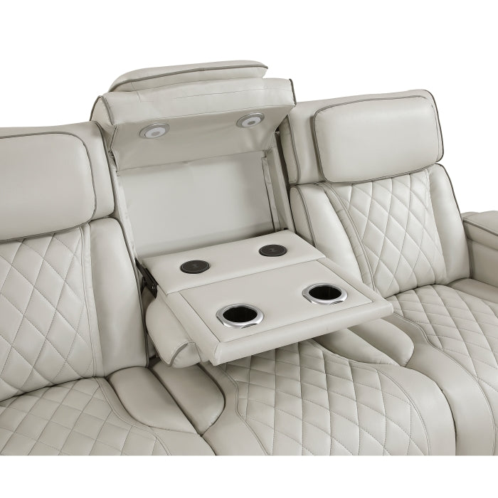 Fairway 3-Piece Power Reclining Sectional with Center Drop-Down Cup Holders, Power Headrests, Storage Arms(Top and Side), Cup holders, Charging Ports, Reading Lights, Wireless Chargers, Charging Ports and LED Lighting (9516TPES*33L3RPWH)