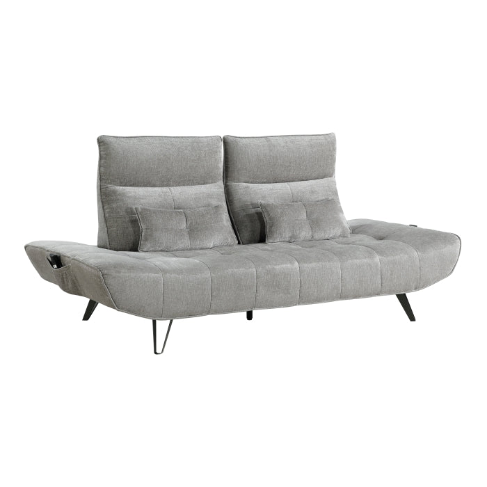 Quonsett Sofa with Power Adjustable Seat Depth and Manual Adjustable Headrests (9556GRY-3PW)