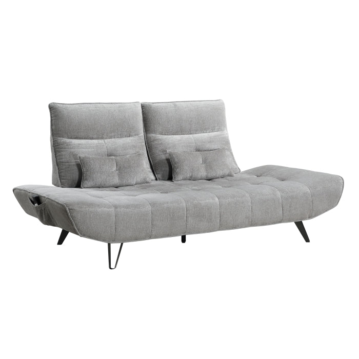 Quonsett Sofa with Power Adjustable Seat Depth and Manual Adjustable Headrests (9556GRY-3PW)