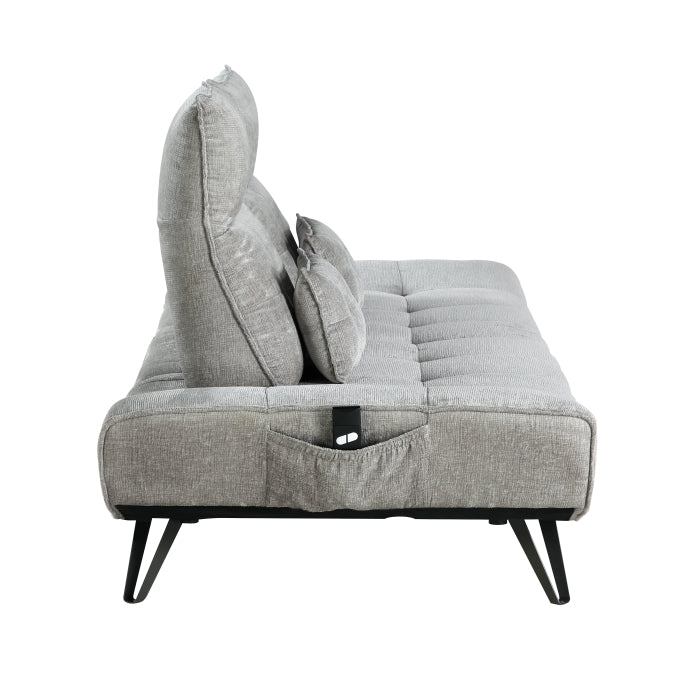 Quonsett Sofa with Power Adjustable Seat Depth and Manual Adjustable Headrests (9556GRY-3PW)