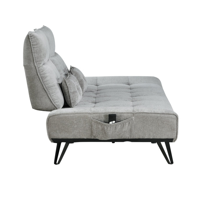 Quonsett Sofa with Power Adjustable Seat Depth and Manual Adjustable Headrests (9556GRY-3PW)