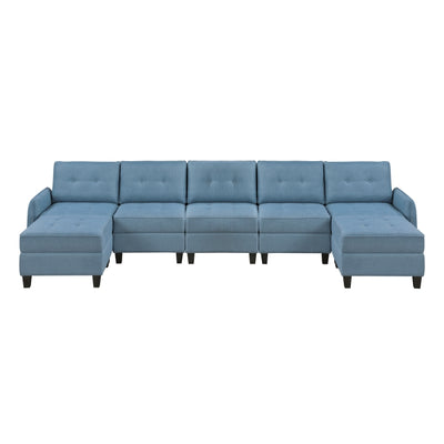 Garren 7-Piece Sectional with Storage and Two Ottomans