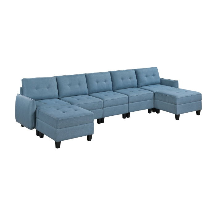 Garren 7-Piece Sectional with Storage and Two Ottomans