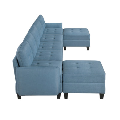 Garren 7-Piece Sectional with Storage and Two Ottomans
