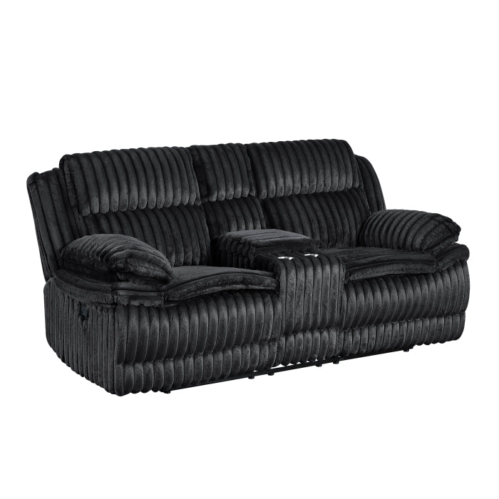 Goodland Black Manual Reclining Loveseat — Goodland Double Reclining Love Seat with Center Console (9577BK-2)