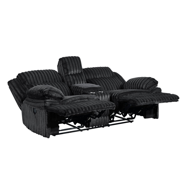 Goodland Black Manual Reclining Loveseat — Goodland Double Reclining Love Seat with Center Console (9577BK-2)