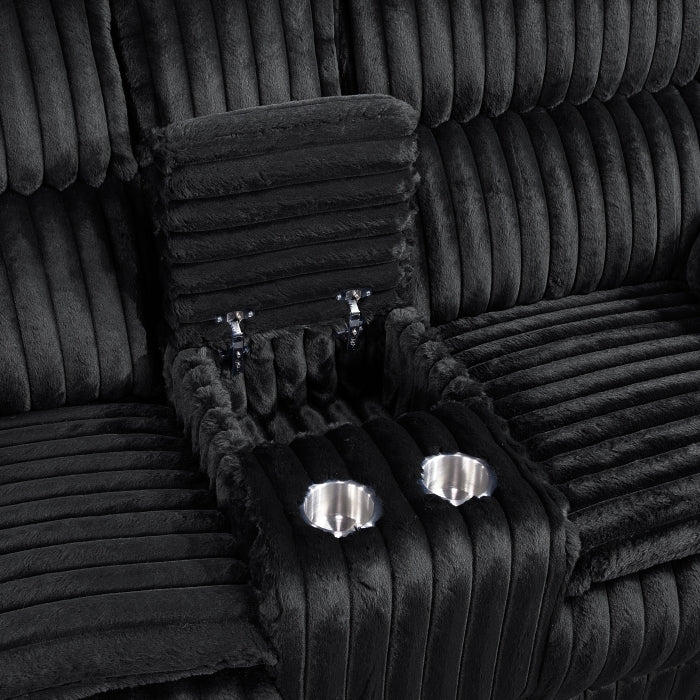 Goodland Black Manual Reclining Loveseat — Goodland Double Reclining Love Seat with Center Console (9577BK-2)