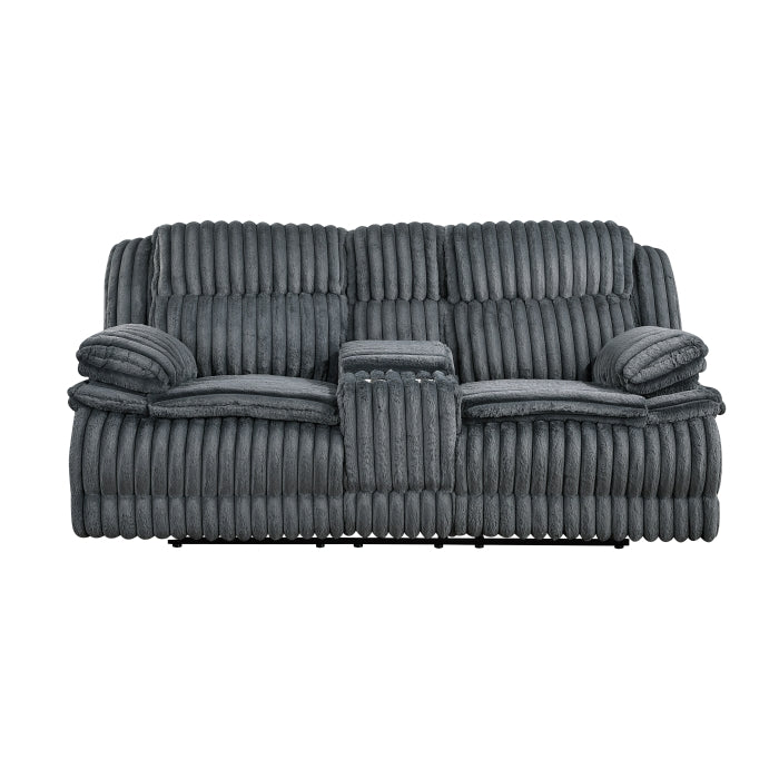 Goodland Dark Gray Manual Reclining Loveseat — Goodland Double Reclining Love Seat with Center Console (9577DG-2)