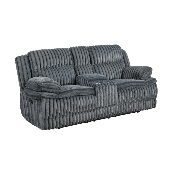 Goodland Dark Gray Manual Reclining Loveseat — Goodland Double Reclining Love Seat with Center Console (9577DG-2)