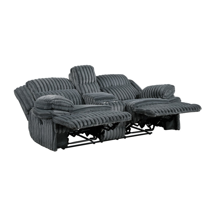 Goodland Dark Gray Manual Reclining Loveseat — Goodland Double Reclining Love Seat with Center Console (9577DG-2)