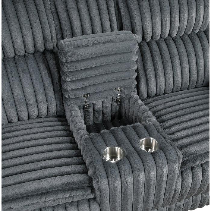 Goodland Dark Gray Manual Reclining Loveseat — Goodland Double Reclining Love Seat with Center Console (9577DG-2)