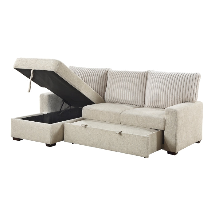 Gallatin 2-Piece Sectional with Left Chaise and Drop-Down Cup holders, Storage Pouch, Pull-out Bed and Hidden Storage