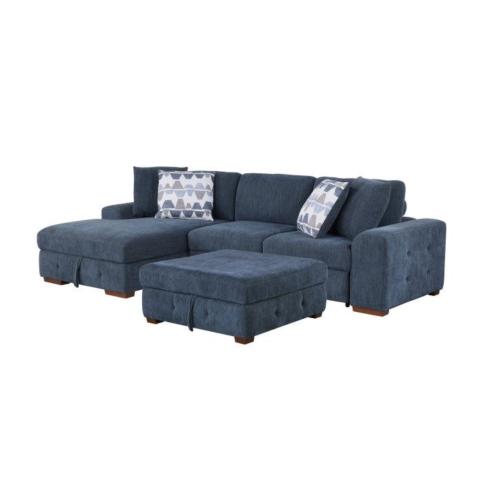 Raife 3-Piece Sectional with Left Chaise and Ottoman (9624BU*3LC2R)