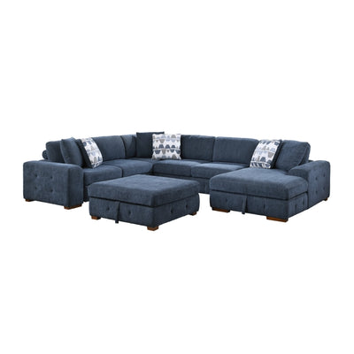Raife 5-Piece Sectional with Right Chaise and Storage Ottoman (9624BU*52LRC)