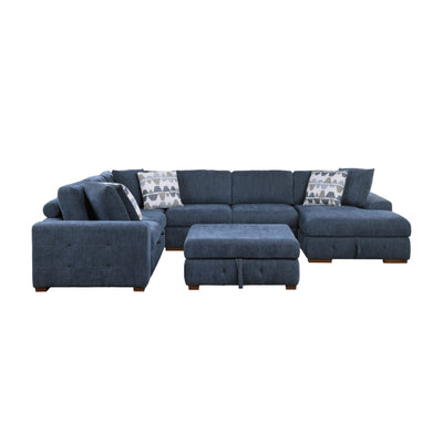 Raife 5-Piece Sectional with Right Chaise and Storage Ottoman (9624BU*52LRC)