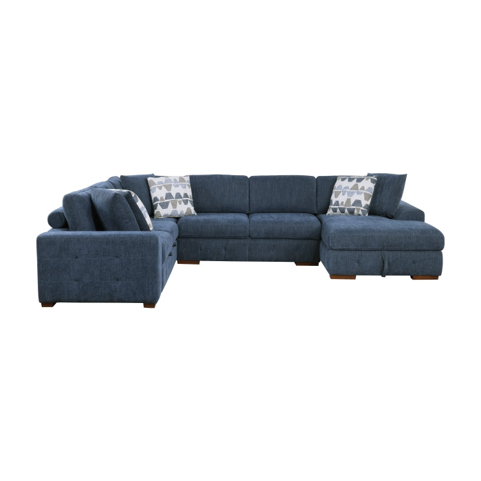 Raife 5-Piece Sectional with Right Chaise and Storage Ottoman (9624BU*52LRC)