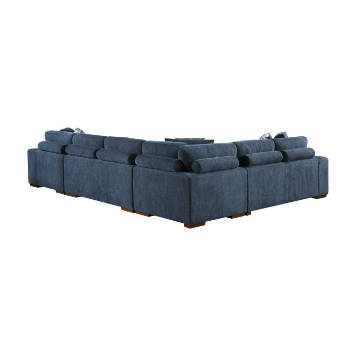 Raife 5-Piece Sectional with Right Chaise and Storage Ottoman (9624BU*52LRC)