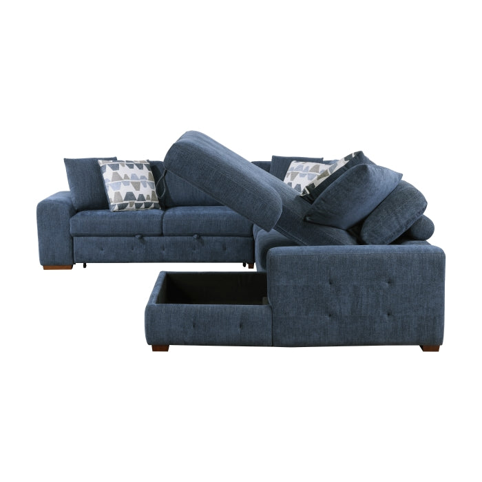 Raife 5-Piece Sectional with Right Chaise and Storage Ottoman (9624BU*52LRC)