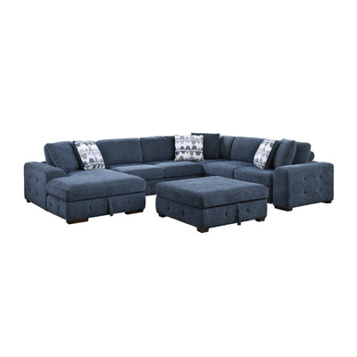 Raife 5-Piece Sectional with Left Chaise and Storage Ottoman (9624BU*5LC2R)