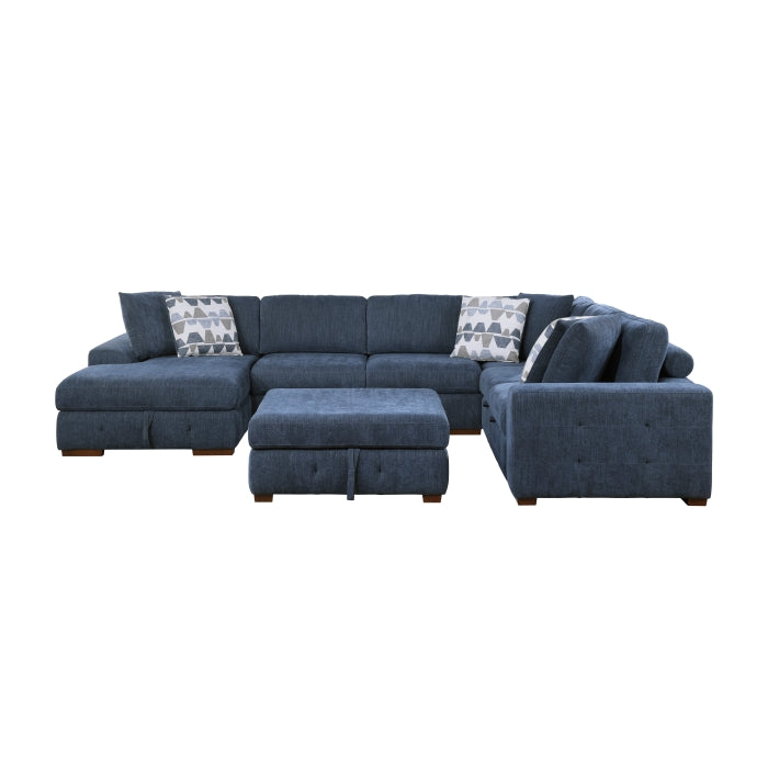 Raife 5-Piece Sectional with Left Chaise and Storage Ottoman (9624BU*5LC2R)