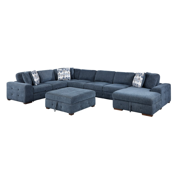 9624BU*62L1ACRCOT 6-Piece Sectional with Right Chaise, Pull-out Bed and Ottoman