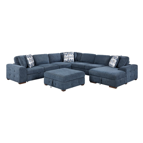 9624BU*62L1ACRCOT 6-Piece Sectional with Right Chaise, Pull-out Bed and Ottoman