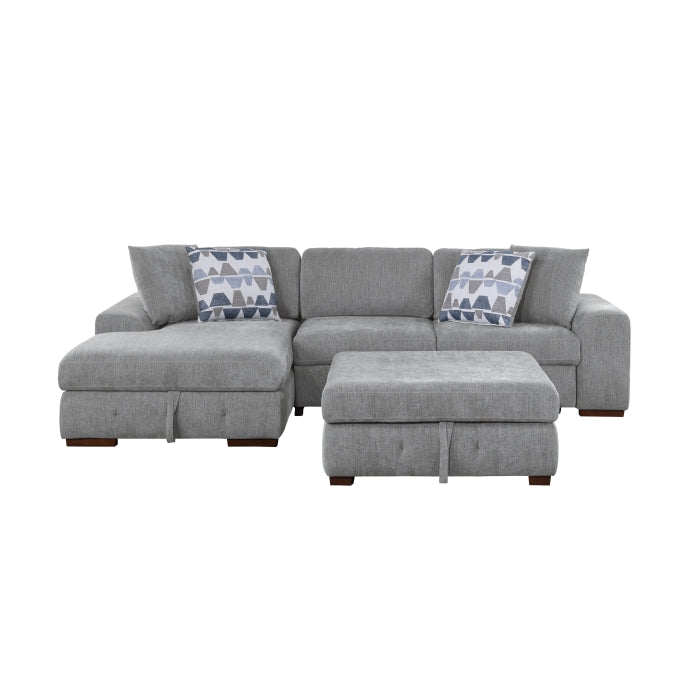 Raife 3-Piece Sectional with Left Chaise and Ottoman (9624GY*3LC2R)