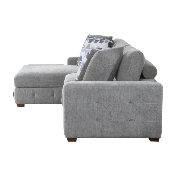 Raife 3-Piece Sectional with Left Chaise and Ottoman (9624GY*3LC2R)