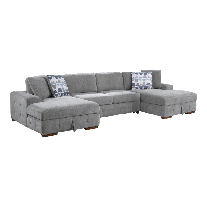 9624GY*3LCRC 3-Piece Sectional with Left and Right Chaise