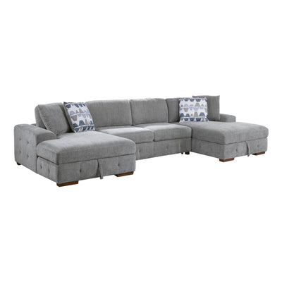 9624GY*3LCRC 3-Piece Sectional with Left and Right Chaise