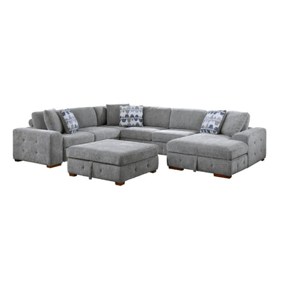 Raife 5-Piece Sectional with Right Chaise and Storage Ottoman (9624GY*52LRC)