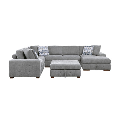 Raife 5-Piece Sectional with Right Chaise and Storage Ottoman (9624GY*52LRC)