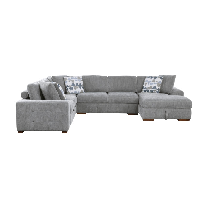 Raife 5-Piece Sectional with Right Chaise and Storage Ottoman (9624GY*52LRC)