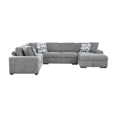 Raife 5-Piece Sectional with Right Chaise and Storage Ottoman (9624GY*52LRC)