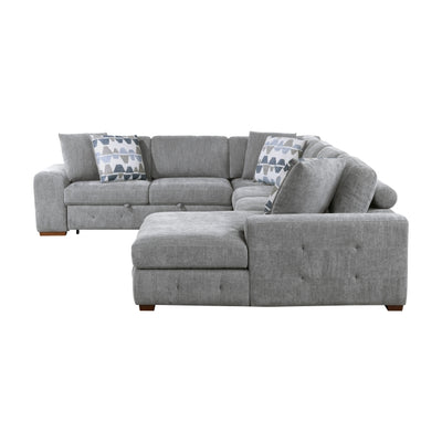 Raife 5-Piece Sectional with Right Chaise and Storage Ottoman (9624GY*52LRC)