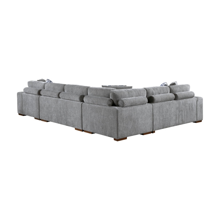 Raife 5-Piece Sectional with Right Chaise and Storage Ottoman (9624GY*52LRC)