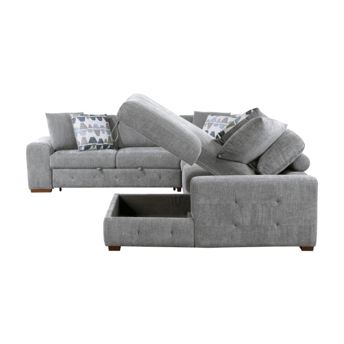 Raife 5-Piece Sectional with Right Chaise and Storage Ottoman (9624GY*52LRC)