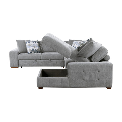 Raife 5-Piece Sectional with Right Chaise and Storage Ottoman (9624GY*52LRC)